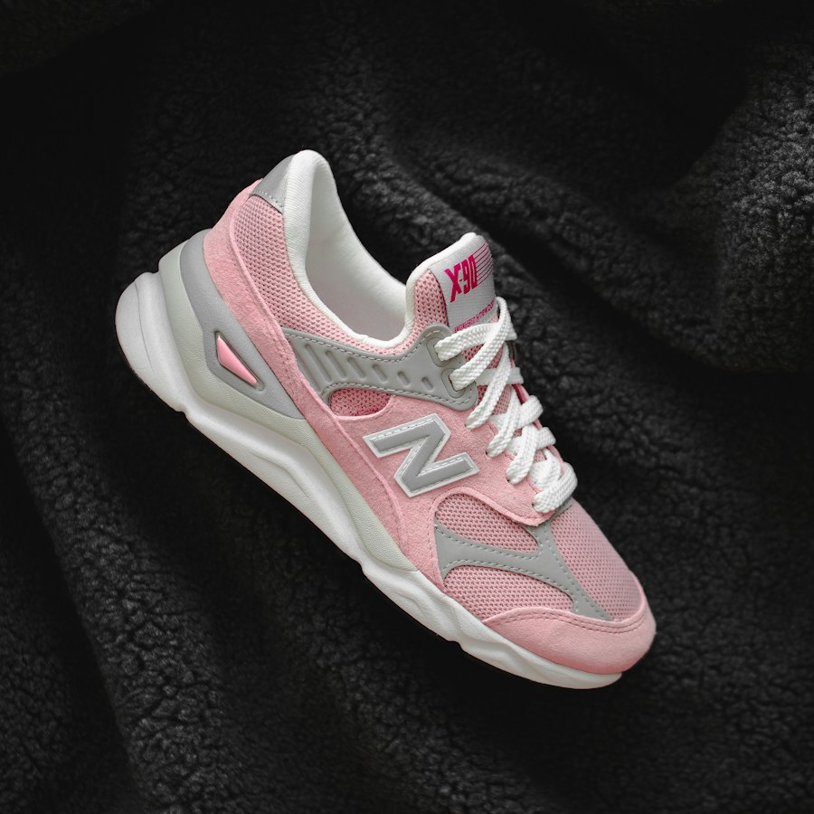 Pink and grey runner on black fleece